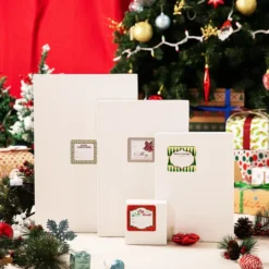 18pcs Christmas White Shirt Boxes With Gift Tag Stickers