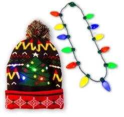 Christmas Necklace With Light Up Beanie