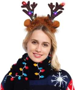 2pcs Christmas LED Light Up Reindeer Headband -Christmas Favors Shop 2 Piece Light Up Reindeer Headbands 4 result