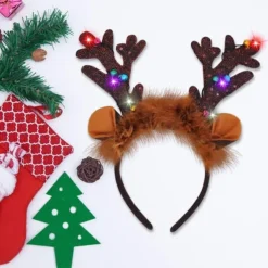 2pcs Christmas LED Light Up Reindeer Headband -Christmas Favors Shop 2 Piece Light Up Reindeer Headbands 6 result