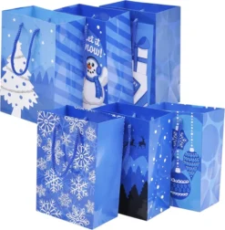 20pcs Christmas Small Blue Paper Gift Bags -Christmas Favors Shop 20 Piece Small Blue Christmas Holiday Bags 3 result 600x613 1