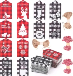 200pcs Christmas Kraft Paper Assorted Gift Tags