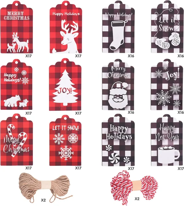 200pcs Christmas Kraft Paper Assorted Gift Tags 4 200pcs Christmas Kraft Paper Assorted Gift Tags - Image 2