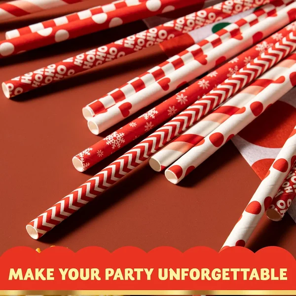 200pcs Disposable Christmas Paper Drinking Straws 6 200pcs Disposable Christmas Paper Drinking Straws - Image 4