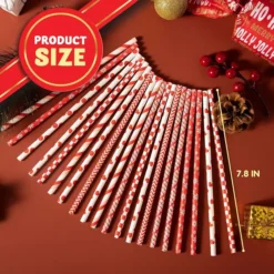 200pcs Disposable Christmas Paper Drinking Straws 13 200pcs Disposable Christmas Paper Drinking Straws -Christmas Favors Shop 200Pcs Christmas Red Paper Straws 6 600x600 1
