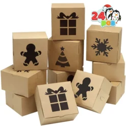 24pcs Cardboard Christmas Bakery Cookie Boxes -Christmas Favors Shop 24 Kraft Cardboard Bakery Cookie Boxes 2 result 600x600 1