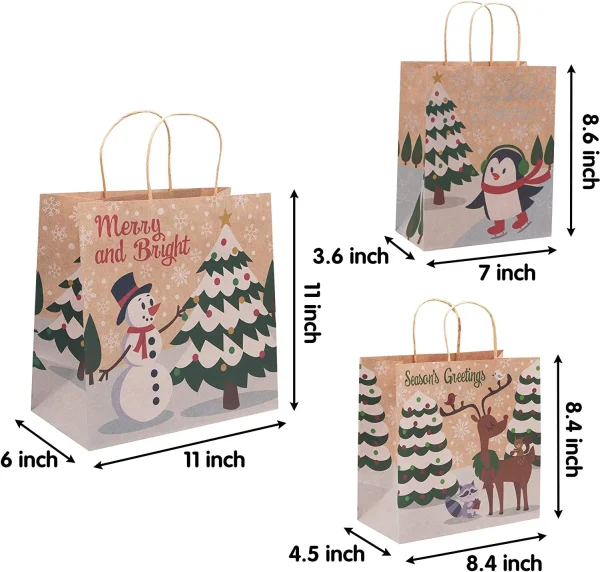 24pcs Christmas Kraft Goodie Bags 8 24pcs Christmas Kraft Goodie Bags - Image 6