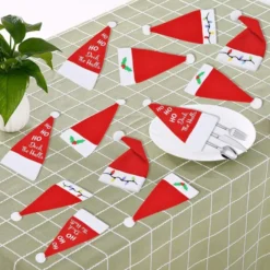 24pcs Silverware Holders Santa Hat Decorations