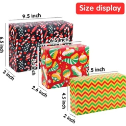 24pcs Christmas Kraft Paper Cookie Boxes -Christmas Favors Shop 24Pcs 3 Size Nesting Box with 4 Christmas Design Set 1