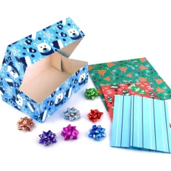 24pcs Christmas Kraft Paper Cookie Boxes -Christmas Favors Shop 24Pcs 3 Size Nesting Box with 4 Christmas Design Set 2