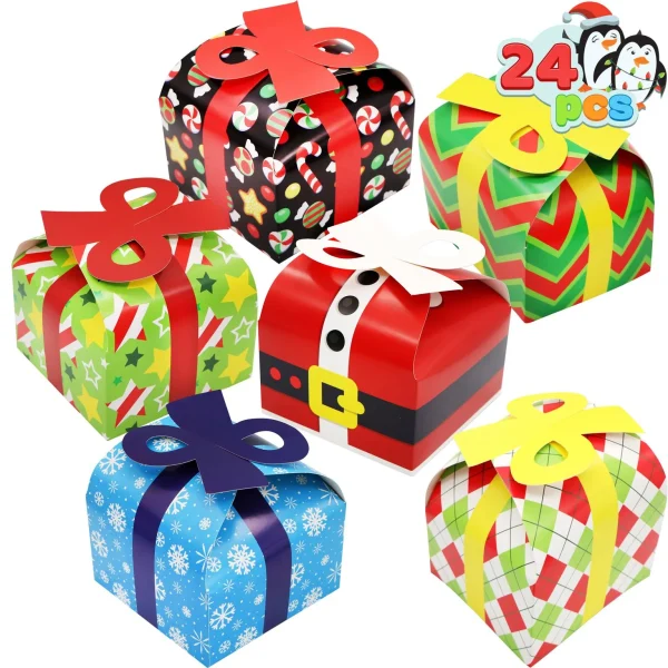 24pcs 3D Christmas Goodie Boxes With Bow 7 24pcs 3D Christmas Goodie Boxes With Bow - Image 5