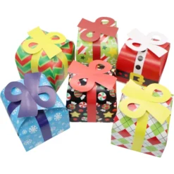 24pcs 3D Christmas Goodie Boxes With Bow