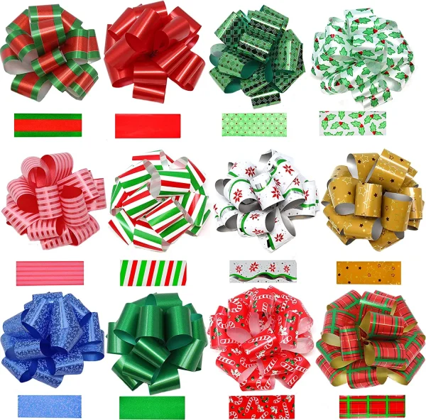 24pcs Christmas Pull Bows Ribbon 4.7in 3 24pcs Christmas Pull Bows Ribbon 4.7in
