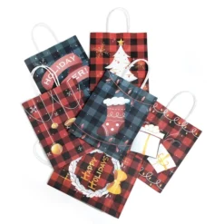24pcs Christmas Buffalo Plaid Gift Bags With Handles -Christmas Favors Shop 24Pcs Buffalo Plaid Gift Bags 3 result 600x600 1