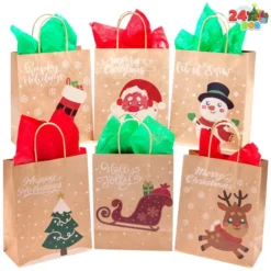 24pcs Creamy Kraft Character Christmas Gift Bags -Christmas Favors Shop 24Pcs Christmas Character Goodie Bags 3 result 600x600 1