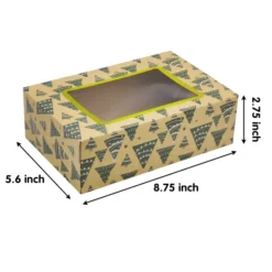 24pcs Christmas Cookie Boxes With Windows -Christmas Favors Shop 24Pcs Christmas Foil Cookie Kraft Pattern Gift Box 6 result 600x600 1