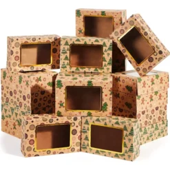 24pcs Christmas Cookie Boxes With Windows