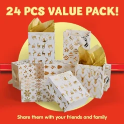 24pcs Christmas Gold Foil Gift Bags 11 24pcs Christmas Gold Foil Gift Bags -Christmas Favors Shop 24Pcs Christmas Foil Gold Gift Bags 5 600x600 1
