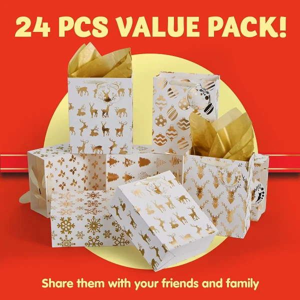 24pcs Christmas Gold Foil Gift Bags 6 24pcs Christmas Gold Foil Gift Bags - Image 4