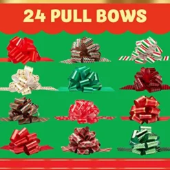 24pcs Gift Wrapping Christmas Pull Bows 4.7in 10 24pcs Gift Wrapping Christmas Pull Bows 4.7in -Christmas Favors Shop 24Pcs Christmas Gift Wrap Ribbon 3