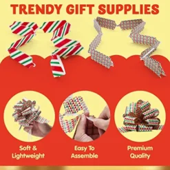 24pcs Gift Wrapping Christmas Pull Bows 4.7in 11 24pcs Gift Wrapping Christmas Pull Bows 4.7in -Christmas Favors Shop 24Pcs Christmas Gift Wrap Ribbon 4