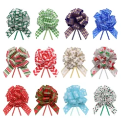 24pcs Christmas Gift Wrap Ribbon Pull Bows