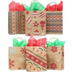 24pcs Christmas Kraft Paper Gift Bags