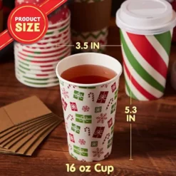 24pcs Christmas Disposable Coffee Cups With Lids 16oz -Christmas Favors Shop 24Pcs Christmas Paper Cup 16 oz with Holiday Design 1 600x600 1