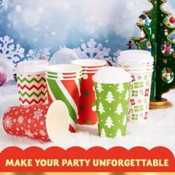 24pcs Christmas Disposable Coffee Cups With Lids 16oz -Christmas Favors Shop 24Pcs Christmas Paper Cup 16 oz with Holiday Design 5 600x600 1