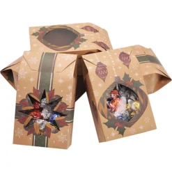 24pcs Christmas Cookie Goodie Bags 11 24pcs Christmas Cookie Goodie Bags -Christmas Favors Shop 24Pcs Foiled Kraft Christmas Cookie Treat Boxes Bulk
