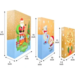 24pcs Christmas Shirt Gift Boxes With Vintage Designs -Christmas Favors Shop 24Pcs Kraft Alike Assorted 3 Dimensions Shirt Gift Box Set with Cute amp Generic Design Set with Stickers 3 1