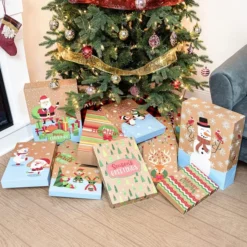 24pcs Christmas Shirt Gift Boxes With Vintage Designs -Christmas Favors Shop 24Pcs Kraft Alike Assorted 3 Dimensions Shirt Gift Box Set with Cute amp Generic Design Set with Stickers 5 1 600x600 1