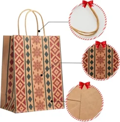 12pcs Reusable Kraft Paper Christmas Gift Bags With Handle 13 12pcs Reusable Kraft Paper Christmas Gift Bags With Handle -Christmas Favors Shop 24Pcs Kraft Gift Bags 3 600x609 1
