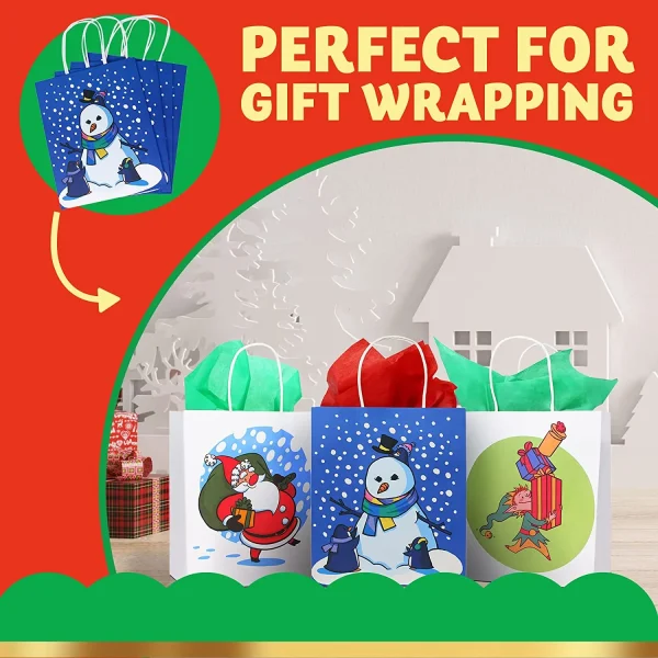 24pcs Kraft Paper Christmas Gift Bags With Handles 7 24pcs Kraft Paper Christmas Gift Bags With Handles - Image 5