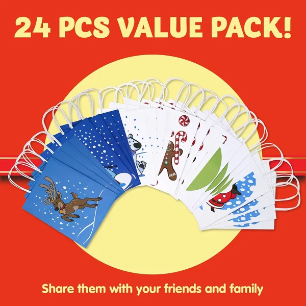 24pcs Kraft Paper Christmas Gift Bags With Handles 4 24pcs Kraft Paper Christmas Gift Bags With Handles - Image 2