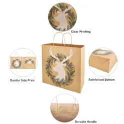 24pcs Large Christmas Kraft Paper Gift Bags -Christmas Favors Shop 24Pcs Large Pack Christmas Kraft Paper Bags with 8 Generic Vintage Drawstring 3 result 600x600 1