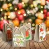 24pcs Christmas Kraft Paper Gift Bags With Silk Ribbon