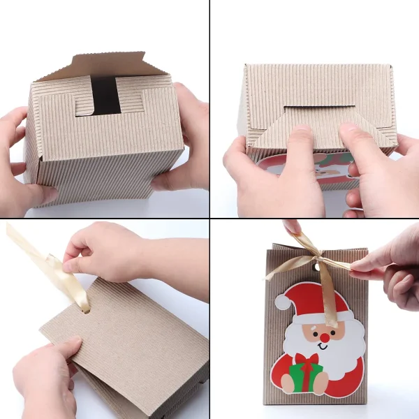 24pcs Christmas Kraft Paper Gift Bags With Silk Ribbon 8 24pcs Christmas Kraft Paper Gift Bags With Silk Ribbon - Image 6