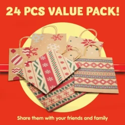 24pcs Christmas Assorted Prints Kraft Gift Bags -Christmas Favors Shop 24pcs Christmas Assorted Prints Kraft Gift Bags 3 结果 600x600 1