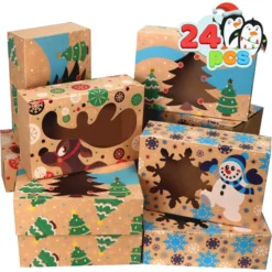 24pcs Christmas Bakery Brown Kraft Treat Boxes -Christmas Favors Shop 24pcs Christmas Bakery Brown Kraft Treat Boxes 3 结果 600x600 1