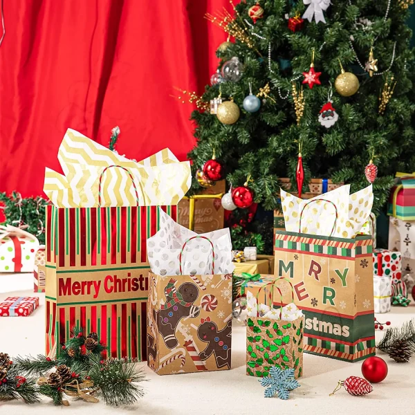 24pcs Christmas Foil Gift Bags Assorted Sizes 3 24pcs Christmas Foil Gift Bags Assorted Sizes