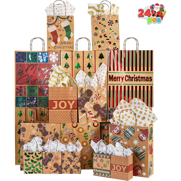 24pcs Christmas Foil Gift Bags Assorted Sizes 4 24pcs Christmas Foil Gift Bags Assorted Sizes - Image 2