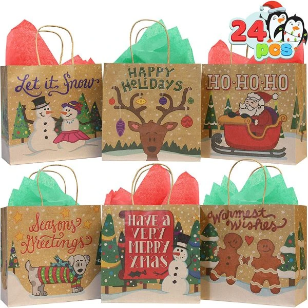 24pcs Christmas Kraft Paper Goodie Gags With Handle 8 24pcs Christmas Kraft Paper Goodie Gags With Handle - Image 6
