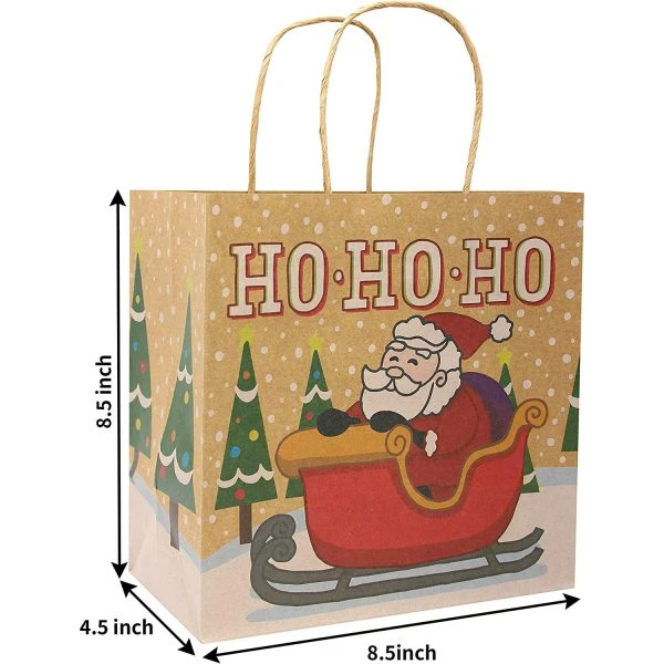 24pcs Christmas Kraft Paper Goodie Gags With Handle 6 24pcs Christmas Kraft Paper Goodie Gags With Handle - Image 4