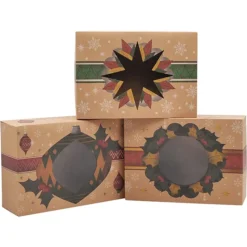 24pcs Foiled Kraft Christmas Cookie Boxes 10 24pcs Foiled Kraft Christmas Cookie Boxes -Christmas Favors Shop 24pcs Foiled Kraft Christmas Cookie Boxes 2