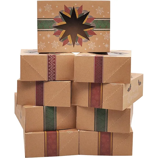 24pcs Foiled Kraft Christmas Cookie Boxes 6 24pcs Foiled Kraft Christmas Cookie Boxes - Image 4