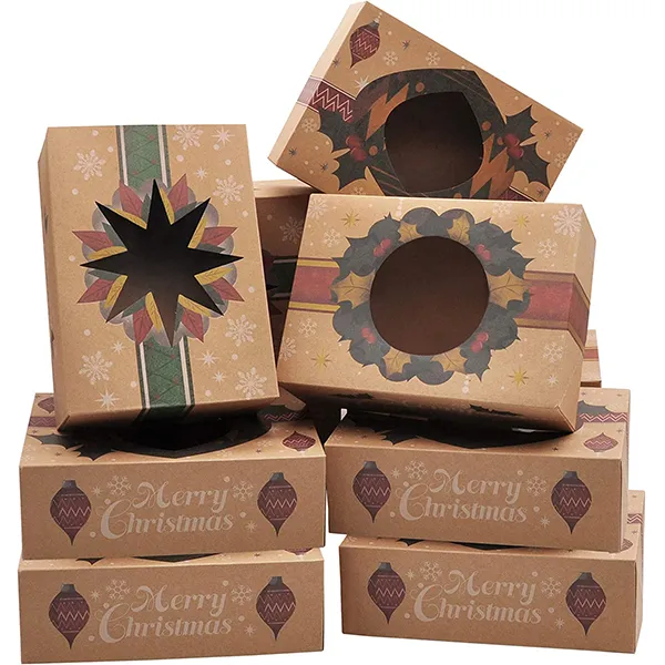 24pcs Foiled Kraft Christmas Cookie Boxes 3 24pcs Foiled Kraft Christmas Cookie Boxes