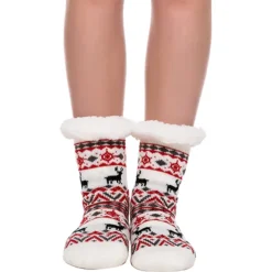 2pcs Christmas Slipper Socks With Grip 11 2pcs Christmas Slipper Socks With Grip -Christmas Favors Shop 2Pcs Christmas Fuzzy Crew Socks 1