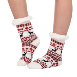 2pcs Christmas Slipper Socks With Grip 12 2pcs Christmas Slipper Socks With Grip -Christmas Favors Shop 2Pcs Christmas Fuzzy Crew Socks 2