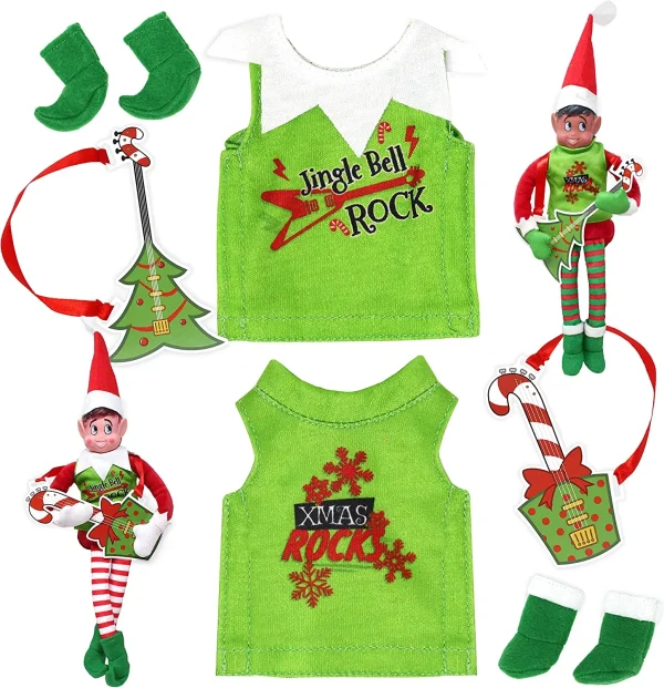 2pcs Rock N Roll Santa Elf Couture For Elf Doll 3 2pcs Rock N Roll Santa Elf Couture For Elf Doll
